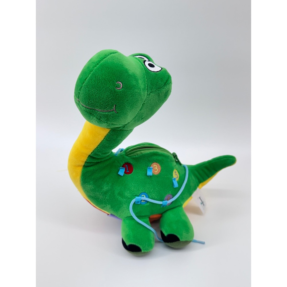 Sensory Dinosaur Buckle Toy Toddler Busy Board Fine Motor Zipper Lacing Plush